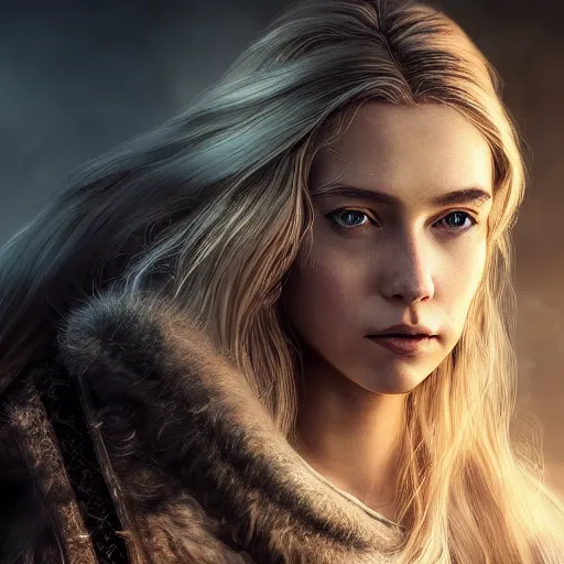 Prompt: epic cinematic shot of beautiful scandinavian princess with symmetrical face stunning eyes and long blonde surrounded by bullets and bulletholes, weta disney pixar, hi - fructose, decadent highly - detailed digital painting, golden ratio, octane render, artstation, cinematic composition, smooth, sharp focus, artgerm, mucha, loish, wlop hdr