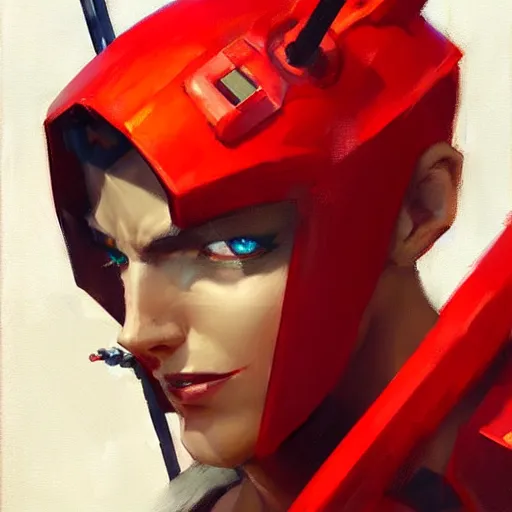 Image similar to Greg Manchess portrait painting of Red XVIII from FFVII as Overwatch character, medium shot, asymmetrical, profile picture, Organic Painting, sunny day, Matte Painting, bold shapes, hard edges, street art, trending on artstation, by Huang Guangjian and Gil Elvgren and Sachin Teng