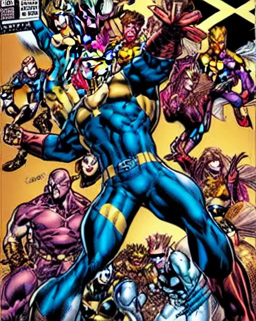 Image similar to x-men cover by jim lee, marvel comics