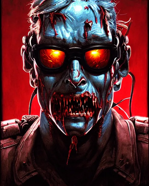 Image similar to soldier 7 6 from overwatch, evil zombie, character portrait, portrait, close up, concept art, intricate details, highly detailed, horror poster, horror, vintage horror art, realistic, terrifying, in the style of michael whelan, beksinski, and gustave dore