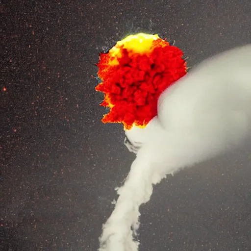 Prompt: exploding volcano in the shape of an apple