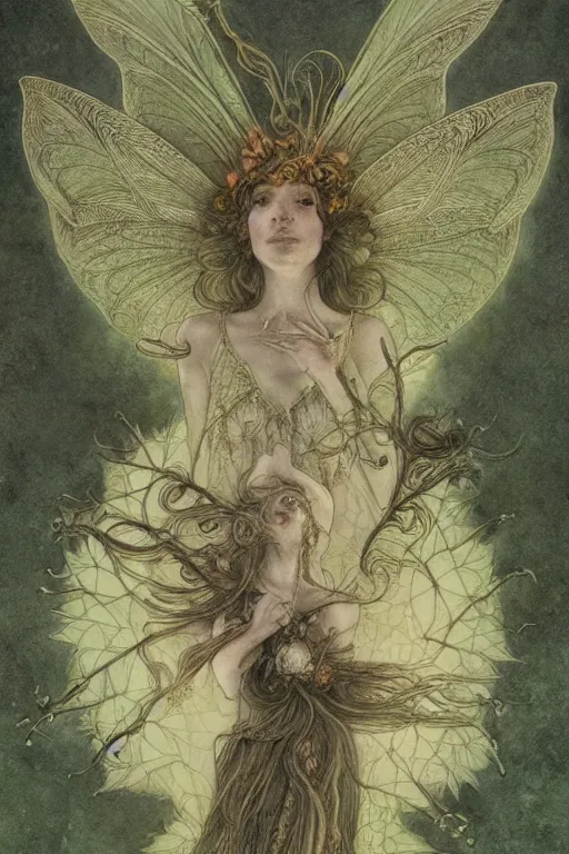 Image similar to a faerie, symmetry, detailed, by jean - baptiste monge and maxfield parrish