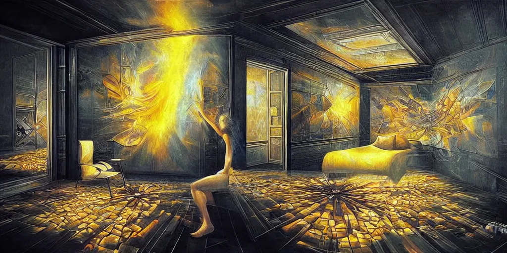 Image similar to the infinite hotel, Mind-Blowing Illusion Painting by Tomek Sętowski