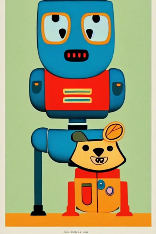 Prompt: ( ( ( ( ( ( ( a robot and a dog ) ) ) ) ) ) ) by richard scarry!!!!!!!!!!!!!! muted colors