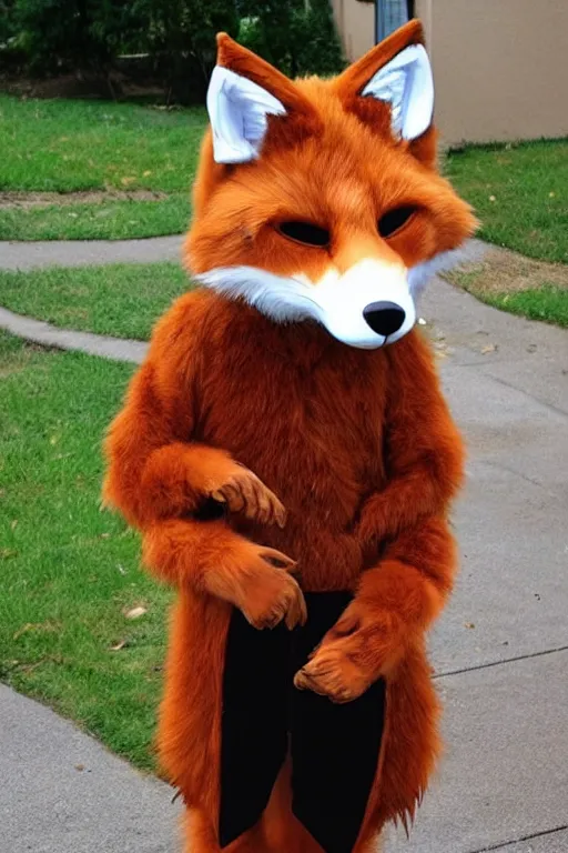 Image similar to an anthropomorphic fox, fursuit!!!!, cosplay