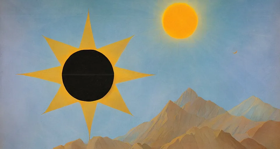 Prompt: solar sail in the shape of a hexagon between the sun and earth, art deco painting