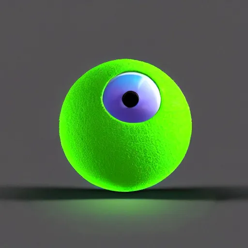 Image similar to high quality 3 d render cyberpunk very tennis ball monster highly detailed, unreal engine cinematic smooth, in the style of blade runner &, basil gogos, chalk, low angle, uhd 8 k, sharp focus, illustrated by basil gogos