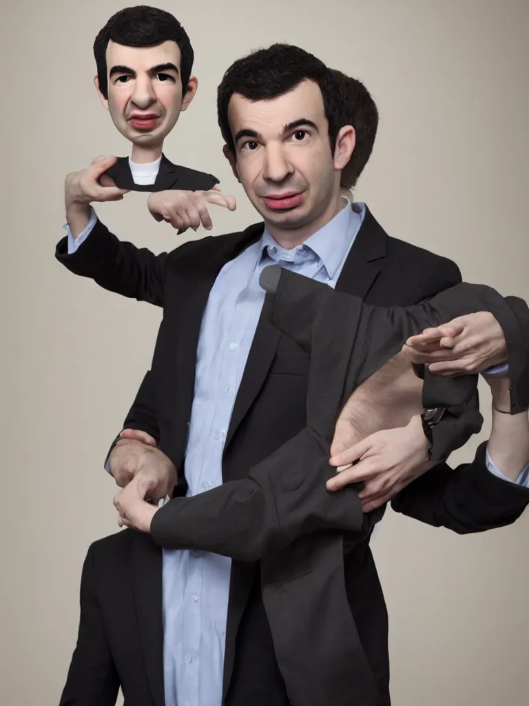 Image similar to nathan fielder is as a puppet master, high detail, 8 k, photorealism