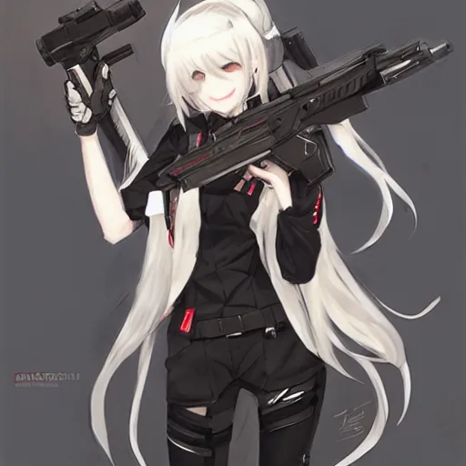 Image similar to M4 Sopmod ii girls frontline, ilustration by Krenz Cushart