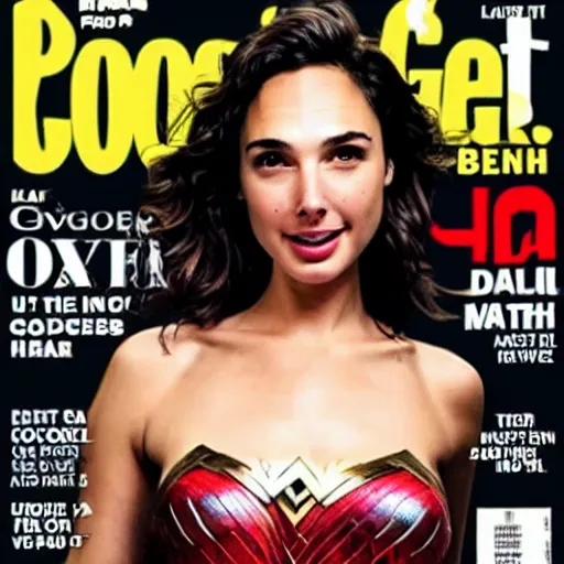 Image similar to gal gadot lizard obese, covier of a female magazine