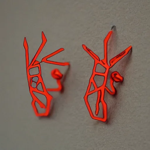 Image similar to 2d lasercut triceatops earrings, popular on artstation, popular on deviantart, popular on pinterest