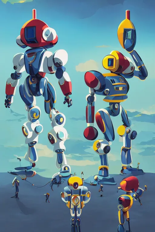 Image similar to metabots medabots medarotto medarot robot minimalist comics, behance hd by jesper ejsing, by rhads, makoto shinkai and lois van baarle, ilya kuvshinov, rossdraws global illumination ray tracing hdr radiating a glowing aura