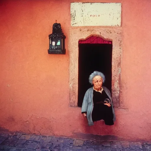 Image similar to photo, tlaquepaque, old woman, portrait, kodak ektachrome 1 2 0,