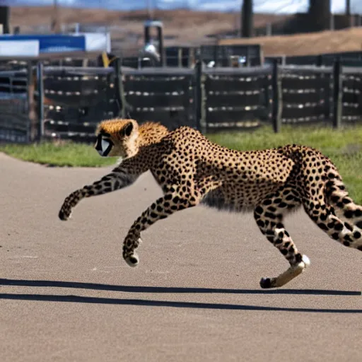 Image similar to cheetah on the starting block on a race track