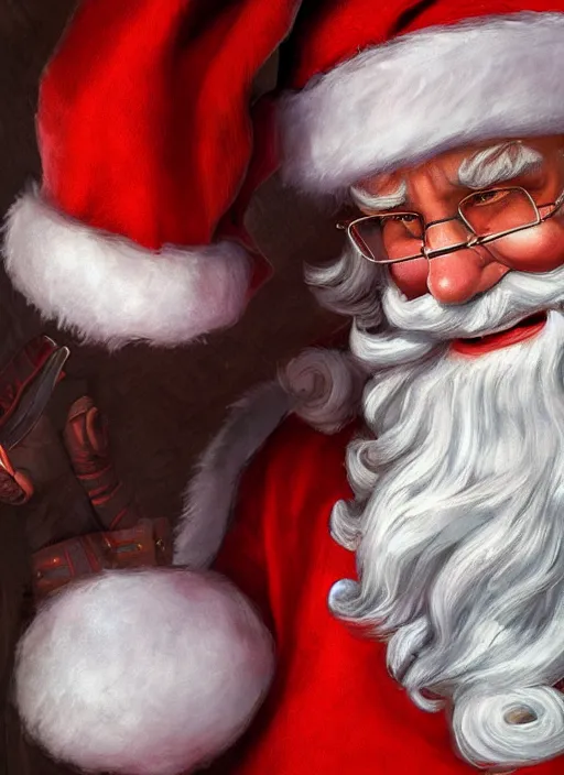 Prompt: digital _ painting _ of _ gangster santa clause _ by _ filipe _ pagliuso _ and _ justin _ gerard _ symmetric _ fantasy _ highly _ detailed _ realistic _ intricate _ port