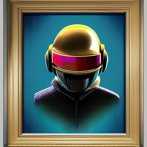 Image similar to shovel knight as daft punk, realist,4k, colorful, digital art