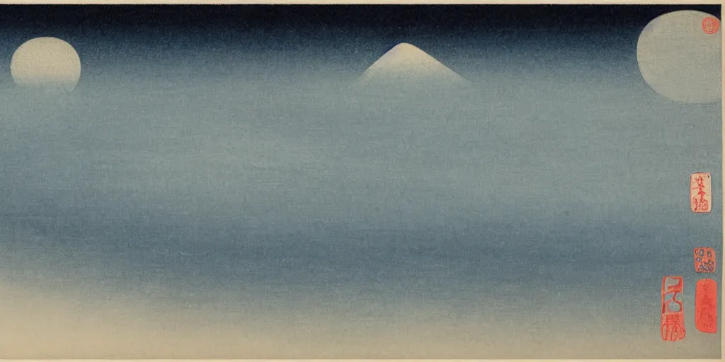 Image similar to cloudy night sky by ohara koson, 1 9 1 0