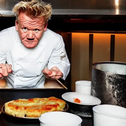 Prompt: Gordon Ramsay eating out of the toilet