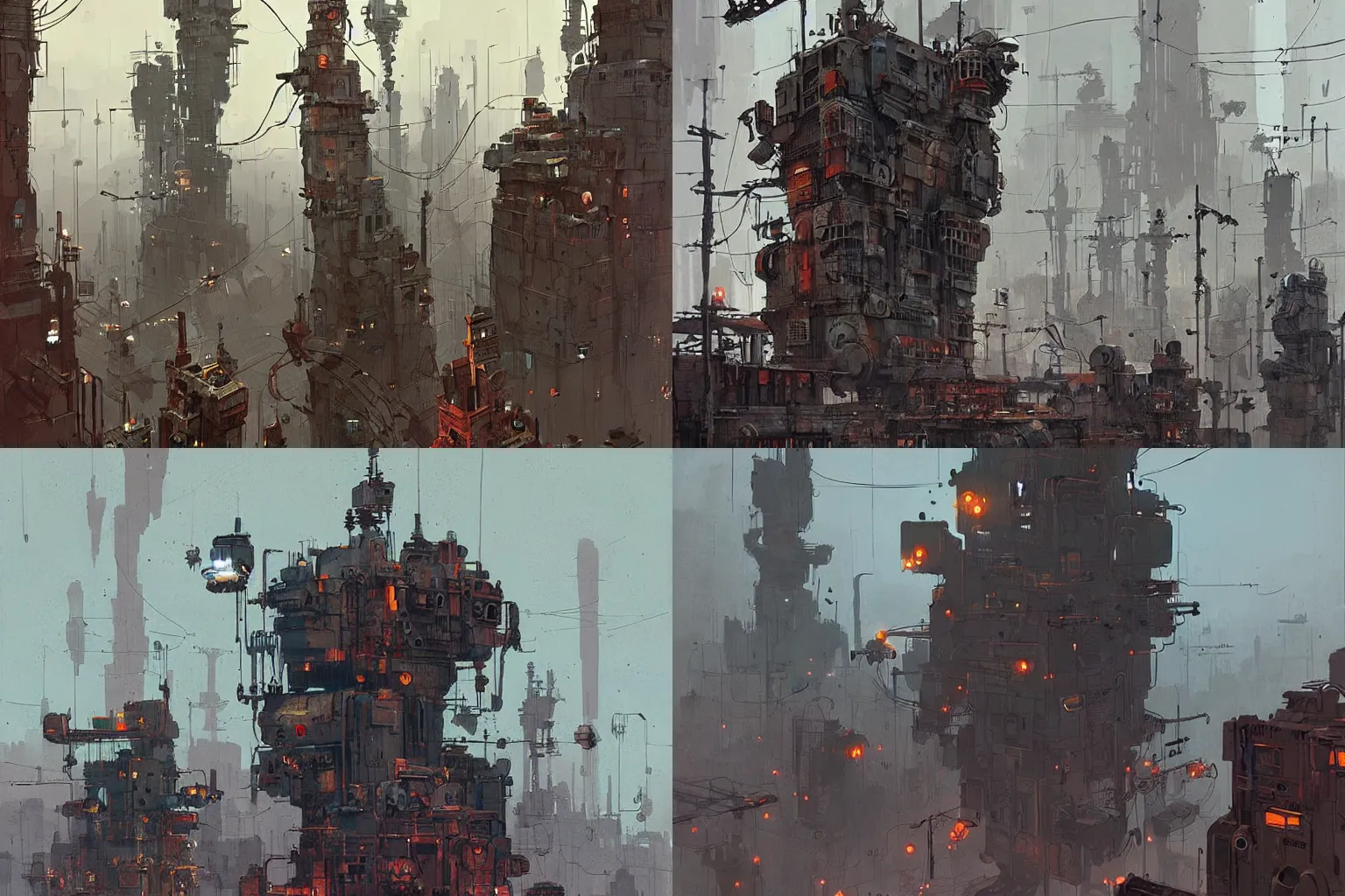 Prompt: machine city by ian mcque, masterpiece, very detailed, atmospheric