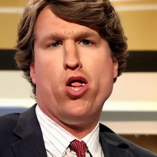 Prompt: Tucker Carlson eating an entire jar of mayonnaise and looking really salty about it