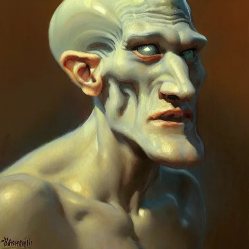 Prompt: a beautiful painting of handsome squidward, rendered art, highly detailed painting by gaston bussiere, craig mullins, j. c. leyendecker 8 k, trending on artstation, art