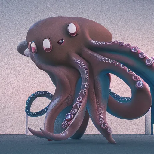 Prompt: a strange bird octopus hybrid creature waiting for the bus, dramatic lighting, 8 k octane render