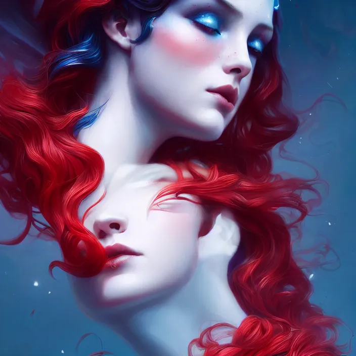 Image similar to america by charlie bowater and anna dittmann and artgerm and clemens ascher, intricate, elegant, red and white and blue mist, highly detailed, dramatic lighting, sharp focus, octane render, trending on artstation, artstationhd, artstationhq, unreal engine, 4 k, 8 k