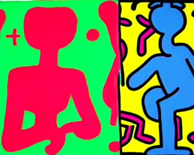 Prompt: lady diana, artwork by keith haring