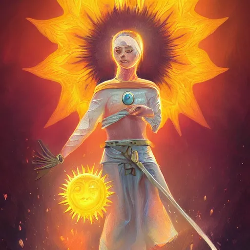 Prompt: sun tarot card, digital painting, ultradetailed, artstation, oil painting, ultradetailed, artstation