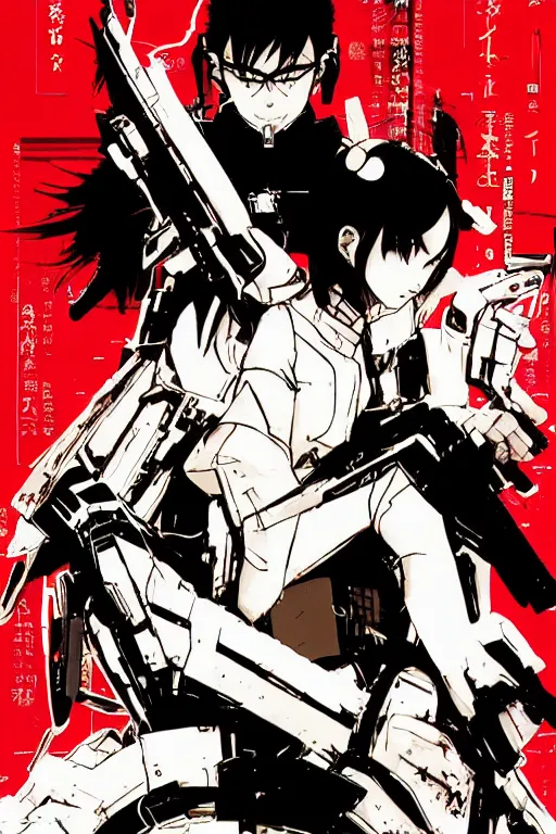 Prompt: professionally drawn seinen mature cyberpunk detective horror action manga comic cover about hindu mecha, full color, beautifully drawn coherent professional, drawn by ilya kuvshinov, ilya kuvshinov, satoshi kon and tsutomu nihei. japanese script kanji hiragana on the cover. simplistic minimalist stylized cover art. cel shaded