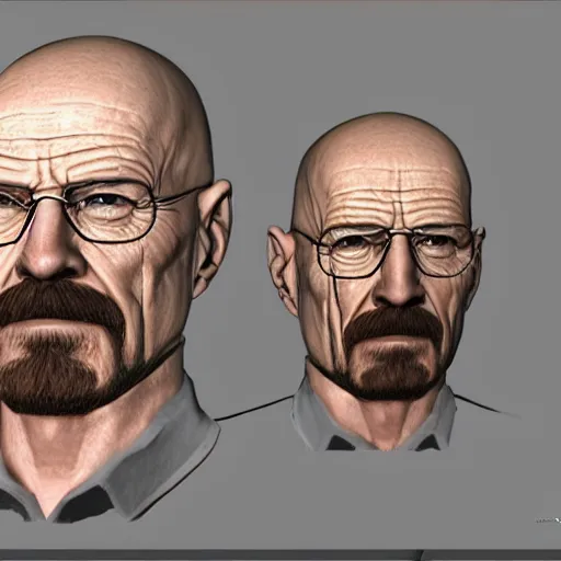 Image similar to 3 d modelling reference of walter white video game character. free download for artists.