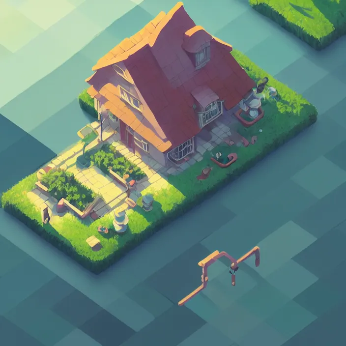 Image similar to isometric tile, a lovely cottage, plain background, cory loftis, james gilleard, atey ghailan, makoto shinkai, goro fujita, studio ghibli, exquisite lighting, clear focus, very coherent, soft painting