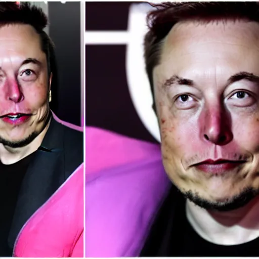 Image similar to photo of Elon Musk with a spiked pink mohawk