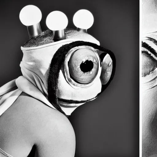 Prompt: portrait of Pepe the frog by Cecil Beaton , glamorous Hollywood style lighting, black and white, photorealistic