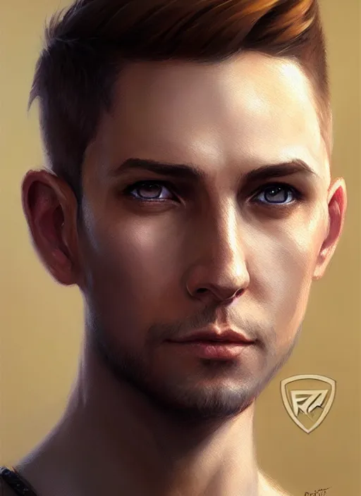 Image similar to a _ fantasy _ style _ portrait _ painting _ of light brown male short hair defined face big ears, rpg dnd oil _ painting _ unreal _ 5 _ daz. _ rpg _ portrait _ extremely _ detailed _ artgerm _ greg _ rutkowski _ greg