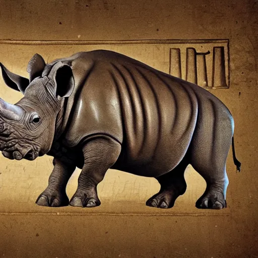 Image similar to a righteous rhino in Ancient Egypt