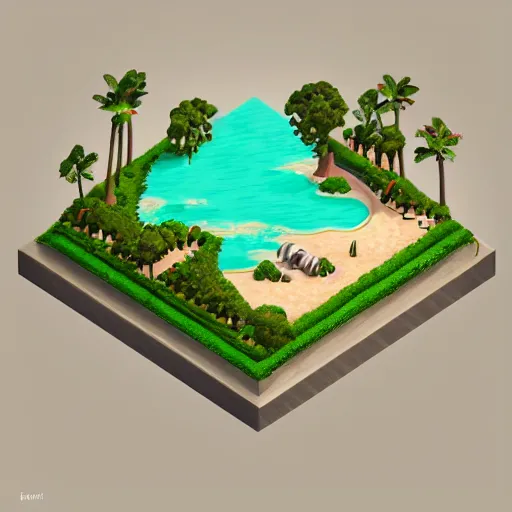 Image similar to isometric island on gray background, isometric invironment, 3d art, isometric art, high detail, artstation, concept art, behance, ray tracing, smooth, sharp focus, ethereal lighting