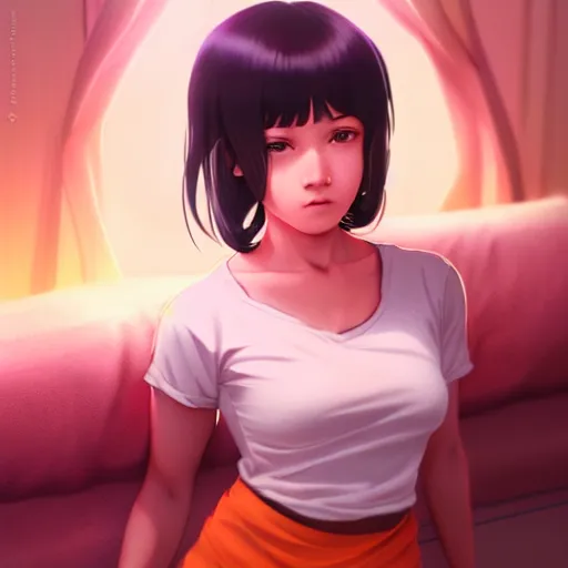 Image similar to realistic render of jahy from jahy - sama did nothing wrong by ross draws, bedroom by ilya kuvshinov, digital anime art by ross tran, composition by sana takeda, lighting by greg rutkowski