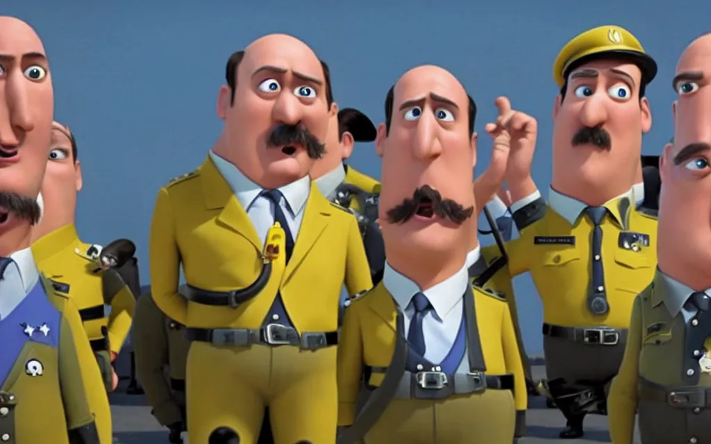 Image similar to alexander lukashenko as hitler minion shot from movie pixar