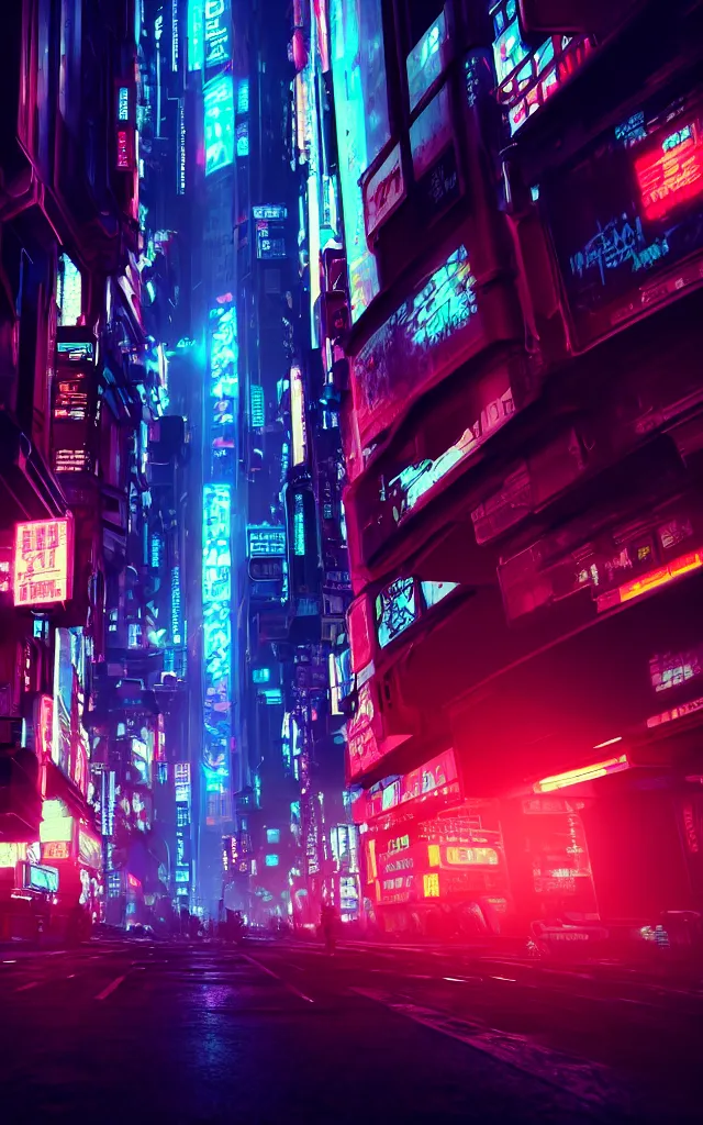 Prompt: concept art of a magnificent dark neon futuristic cyberpunk city bustling street at night cyberart in the style of liam wong in the film akira rendered in octane, 3 d render, trending on cgsociety, blender 3 d