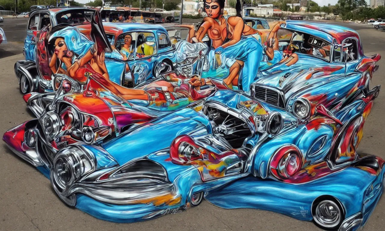 Prompt: Chicano Airbrush Lowrider Art