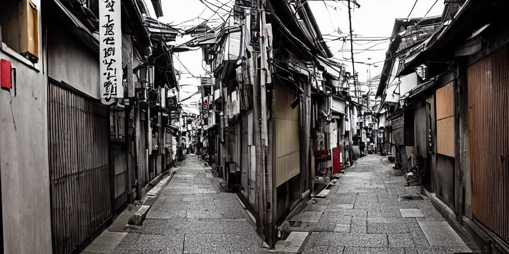 Image similar to japanese city back alleys by robert hubert