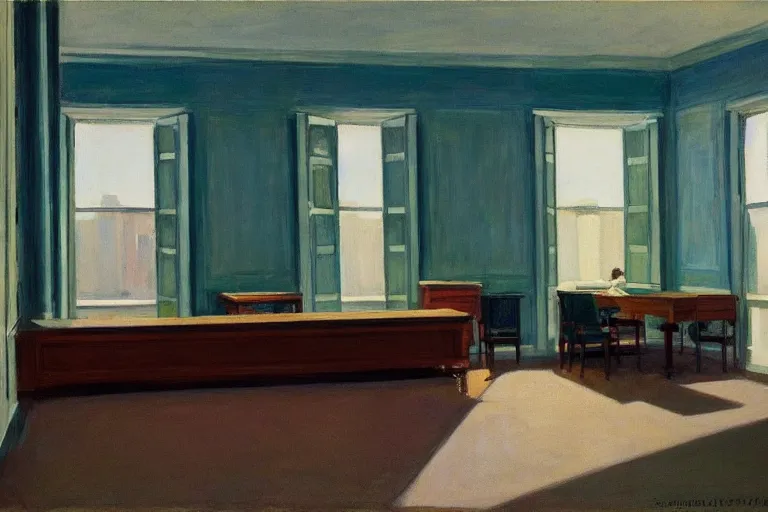 Image similar to inside a beautiful enormous , in the style of Edward Hopper