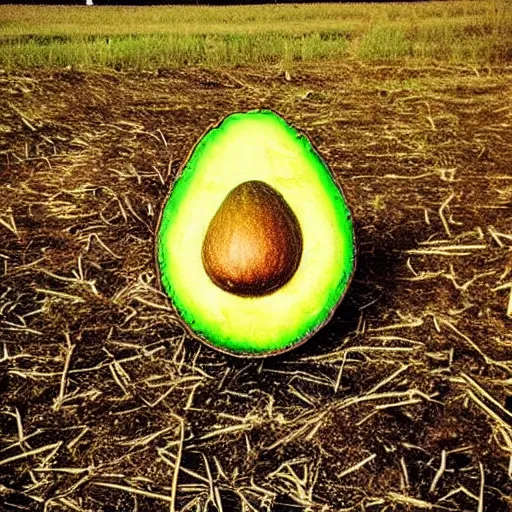 Prompt: “a burning avocado chair in the middle of an empty field at night. 35mm film. Cursed image.”