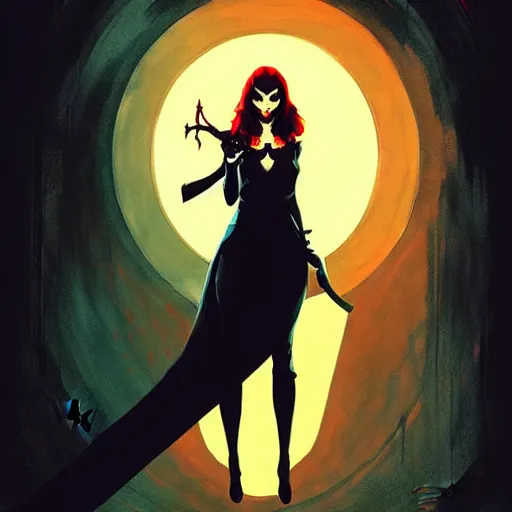 Prompt: rafael albuquerque comic art, peter mohrbacher, steve niles, artgerm, pretty mary elizabeth winstead witch sharp vampire teeth open mouth, black dress, symmetrical eyes, long blonde hair