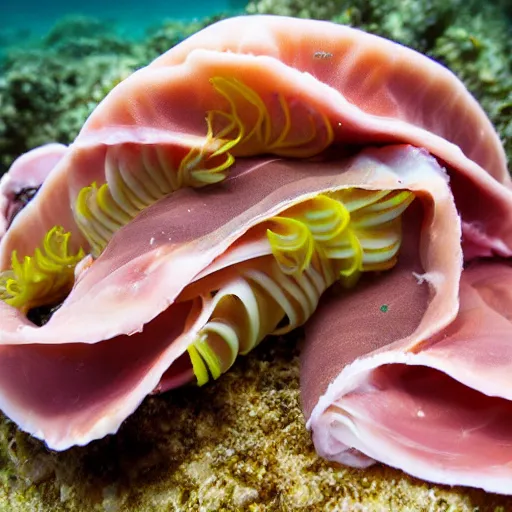 Prompt: nudibranch prosciutto undersea