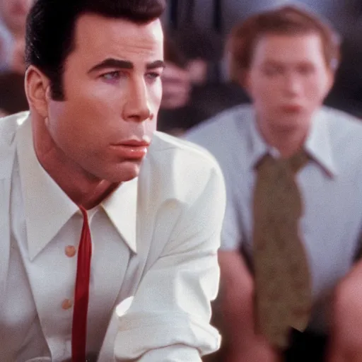 Image similar to A still of John Travolta as Forrest Gump. Extremely detailed. Beautiful. 4K. Award winning.