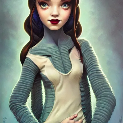 Prompt: Lofi portrait, Pixar style by Joe Fenton and Stanley Artgerm and Tom Bagshaw and Tim Burton, gentle smile