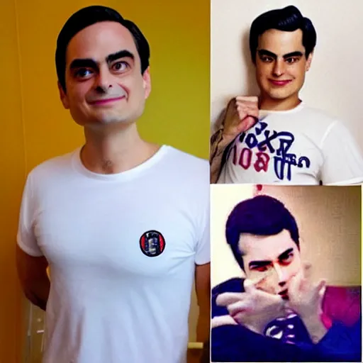 Image similar to “ ben shapiro shows off the sailor moon tattoo on his chest ”