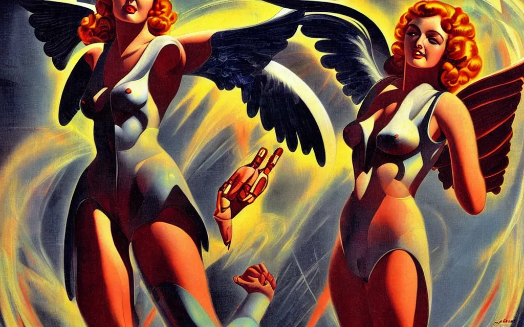 Image similar to futurist cybernetic angel, future perfect, award winning digital art by enoch bolles